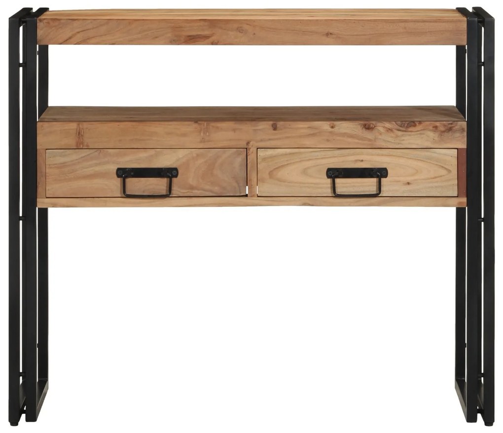 Mesa de Console vidaXL Preta 90x33x75 cm em Madeira de Acácia Sólida e