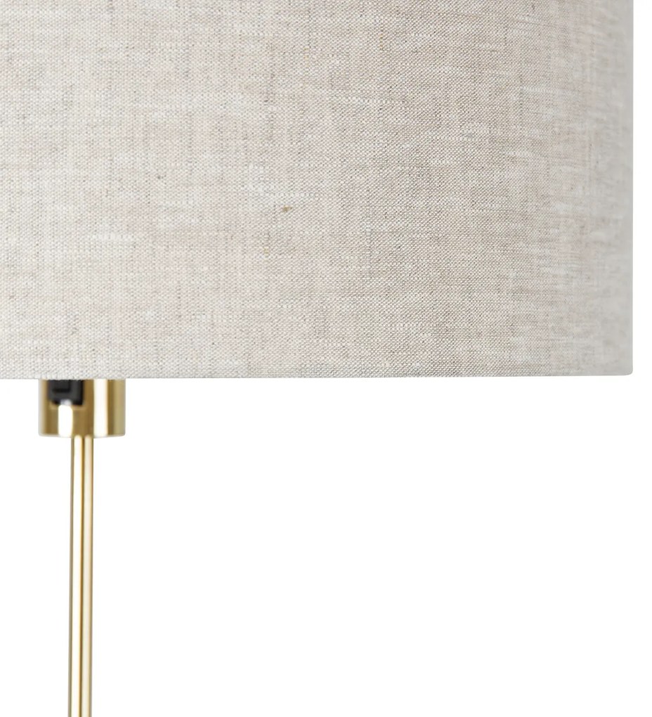 Candeeiro de pé ajustável dourado com cúpula cinzenta clara 50 cm - Parte Design