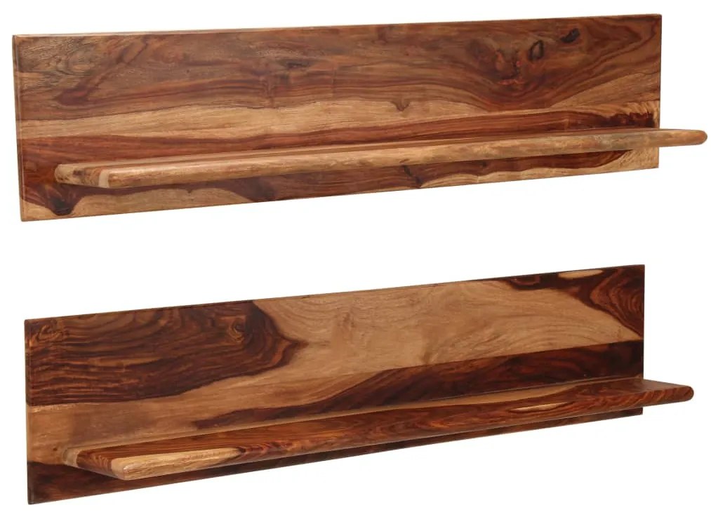 Prateleiras de parede 2 pcs 118x26x20cm madeira acácia maciça