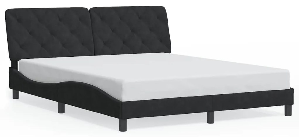 Estrutura de cama c/ luzes LED 160x200 cm veludo preto