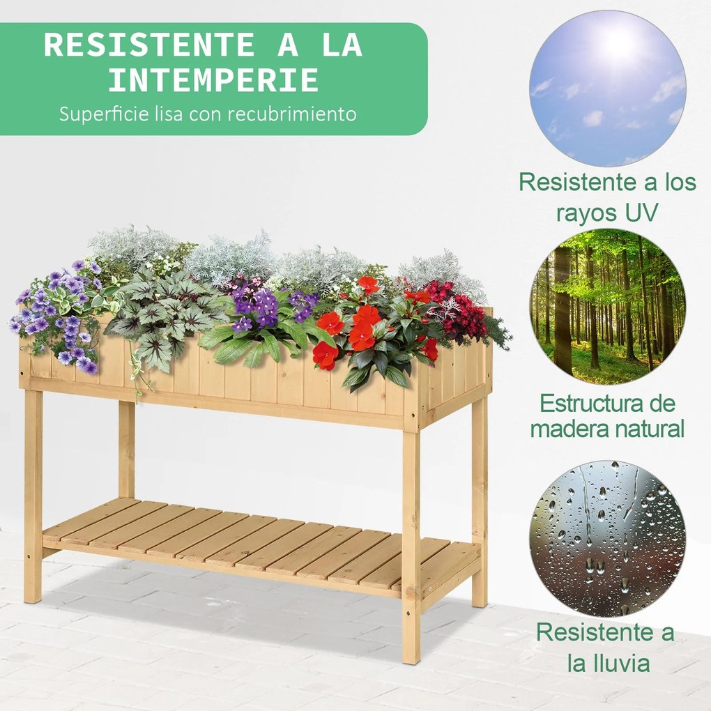 Horta Vertical de Madeira 120x60x81cm Floreira Elevada para Cultivo de
