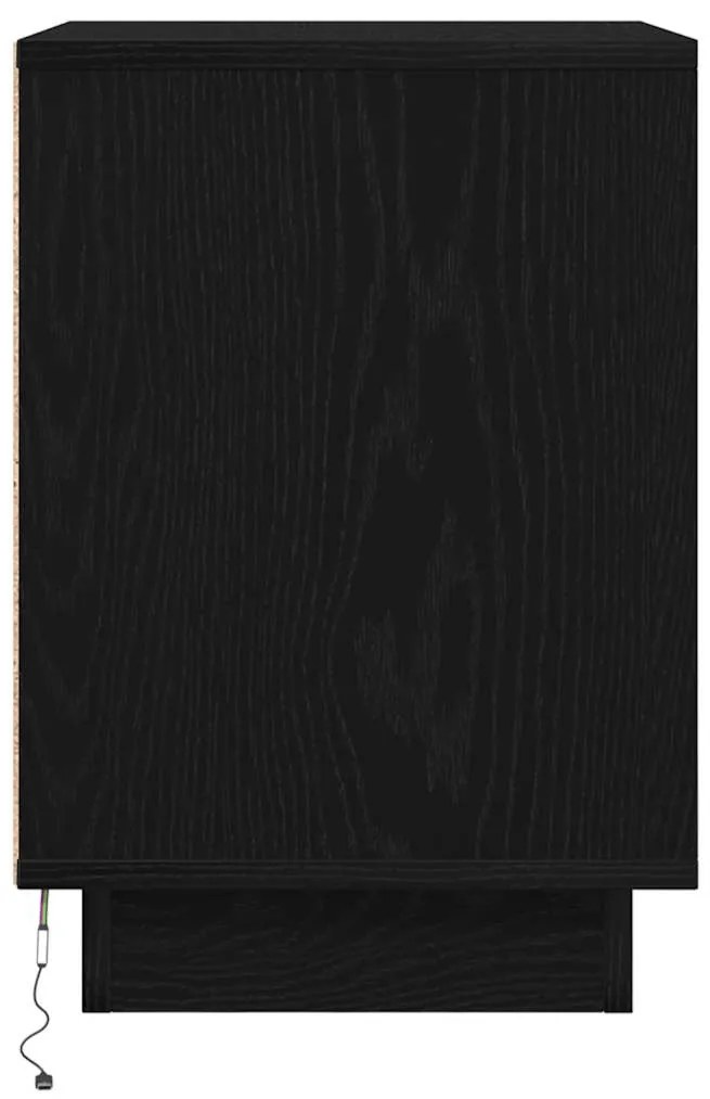 Mesas cabeceira c/ luzes LED 2 pcs 38x34x50 cm preto