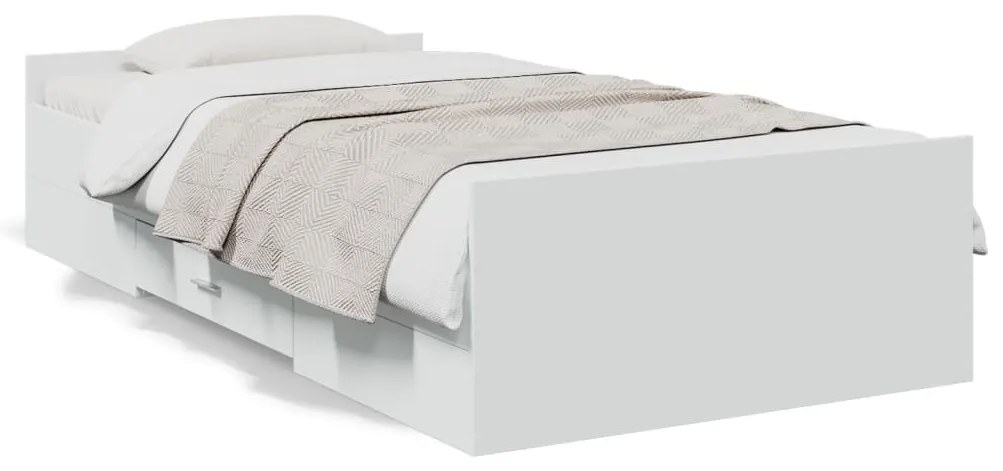 vidaXL Estrutura de cama c/ gavetas 100x200cm derivados madeira branco