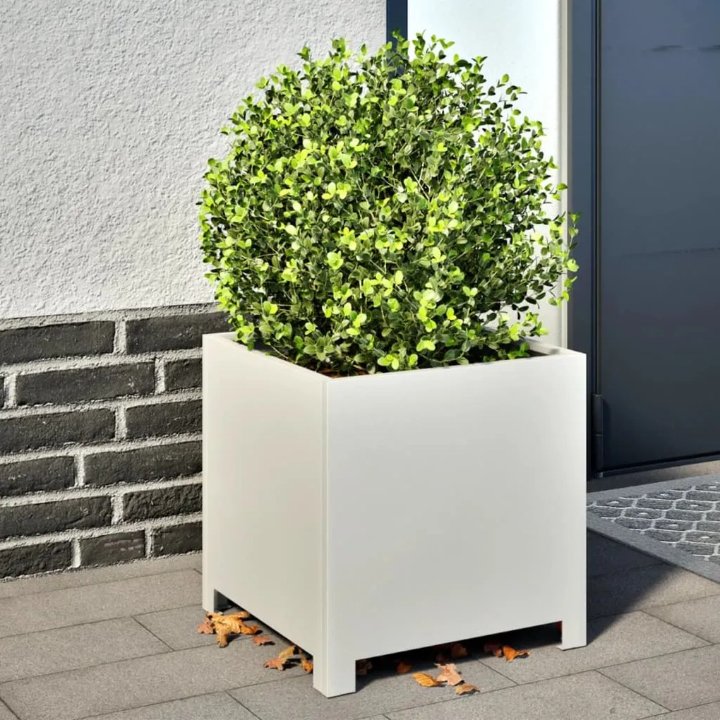 vidaXL Vaso/floreira de jardim 40x40x40 cm aço branco