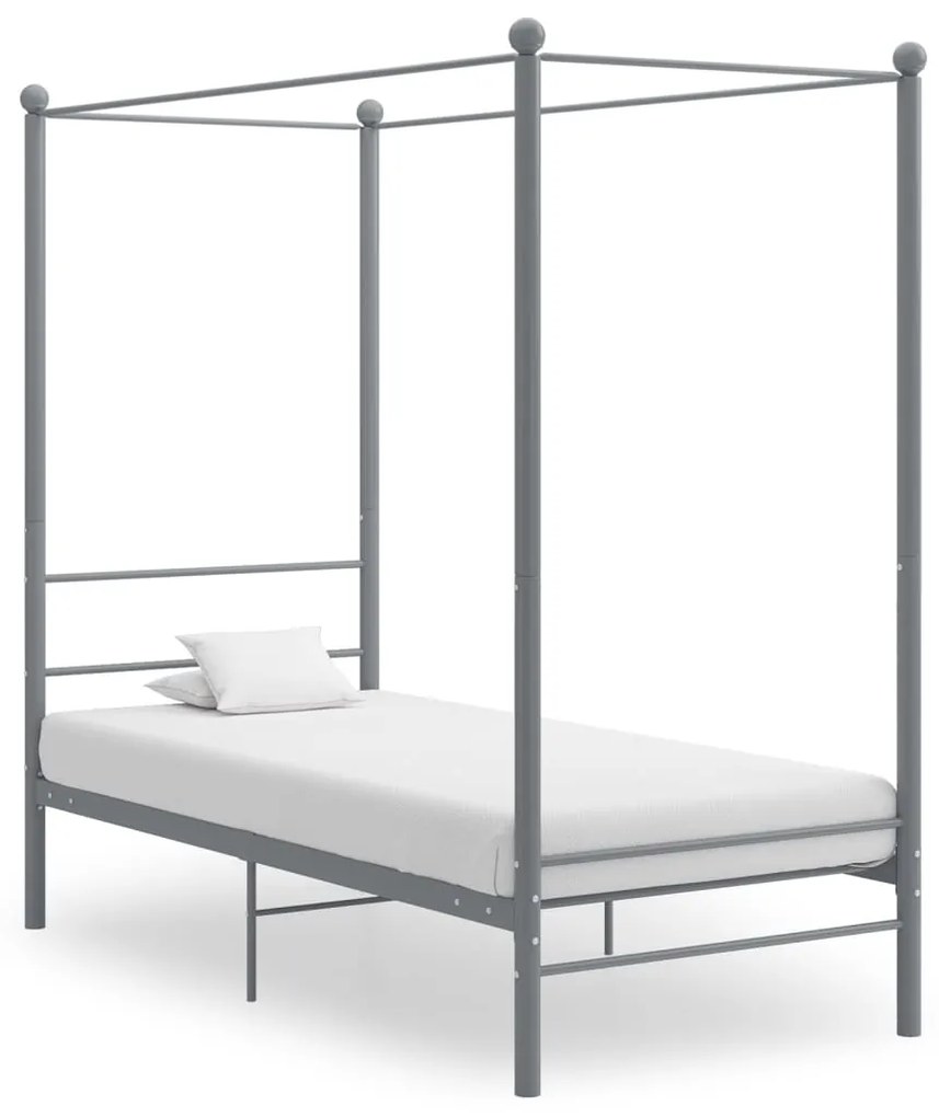 vidaXL Estrutura de cama com dossel 90x200 cm metal cinzento