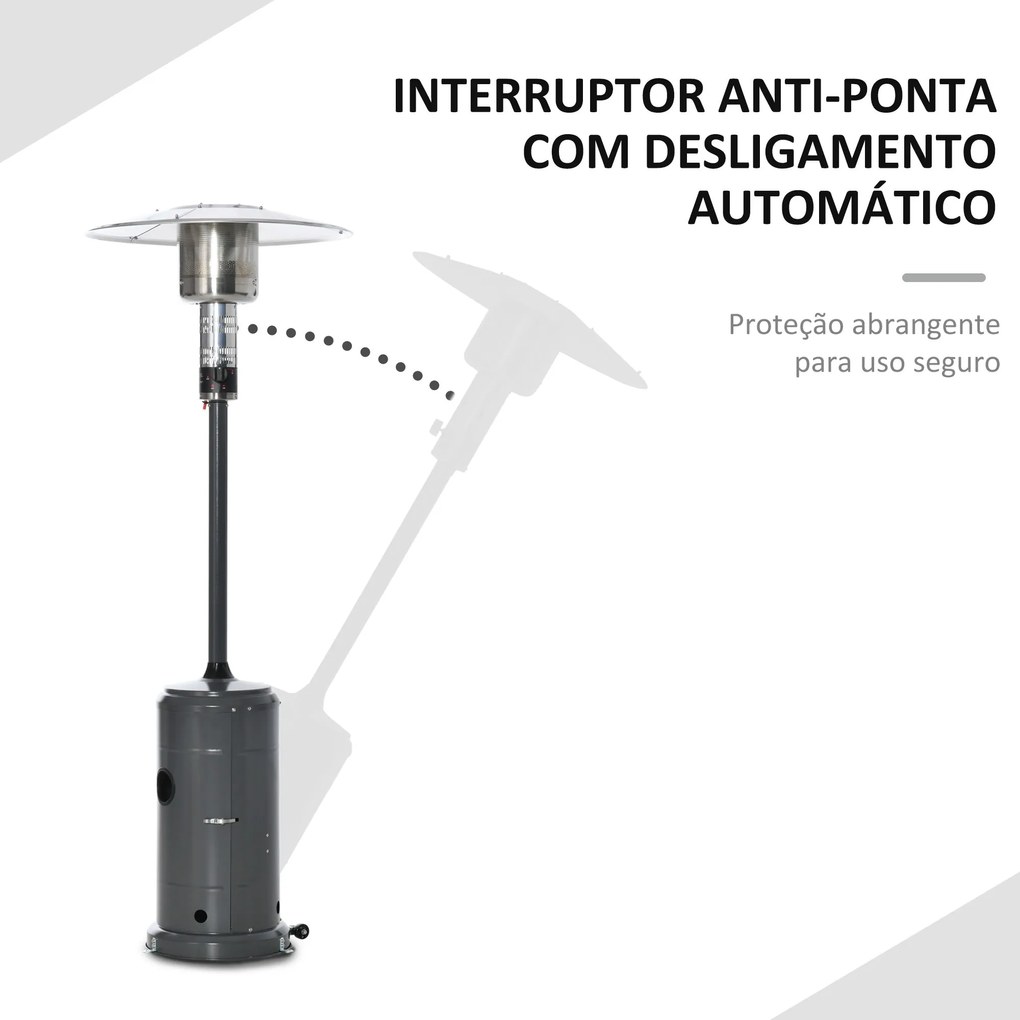 Aquecedor a Gás para Exterior – Ø81,5x225 cm | 12,5KW, Tipo Guarda-Sol
