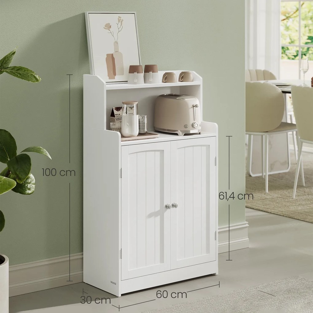Armário de cozinha ou de casa de banho com 2 portas, 2 prateleiras ajustáveis 30 x 60 x 100 cm Branco