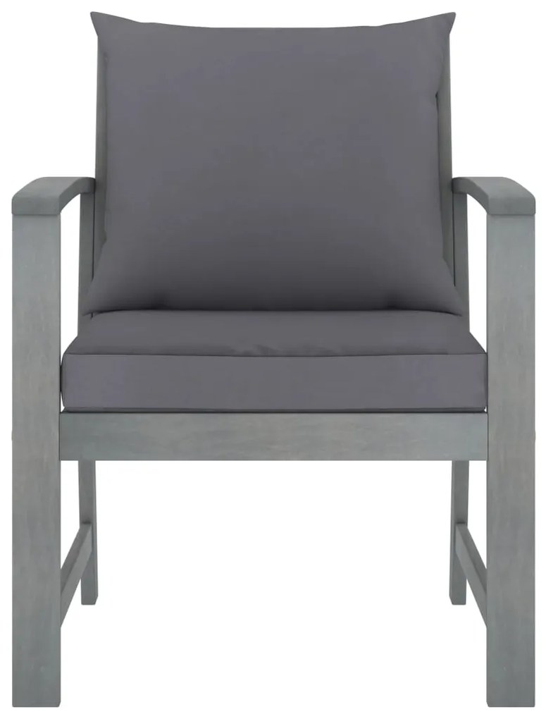 Cadeiras jardim 2 pcs c/ almofadões cinza-escuro acácia maciça