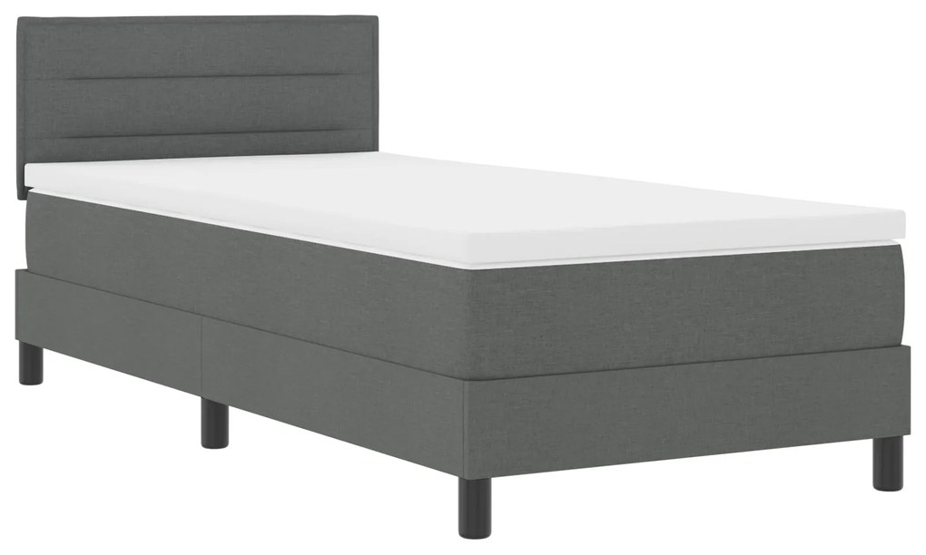 Cama Box com Colchão Cinza Escuro 90x200 cm Tecido
