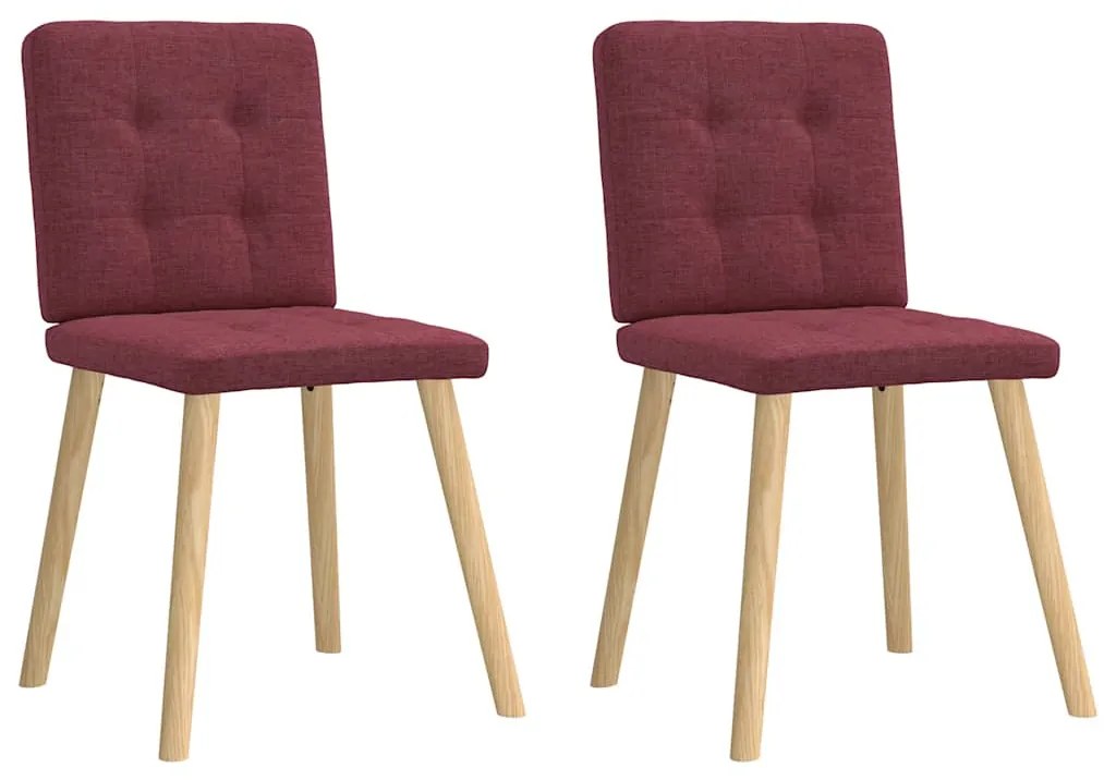 Cadeiras de jantar 2 pcs tecido vermelho tinto