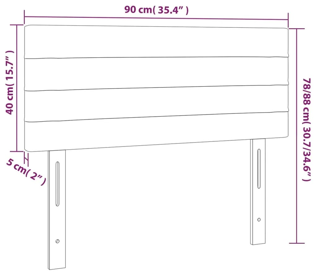 Cabeceira de cama c/ luzes LED tecido 90x5x78/88 cm castanho