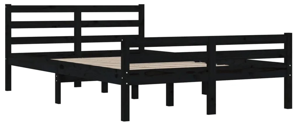 Estrutura de cama 140x190 cm madeira maciça preto