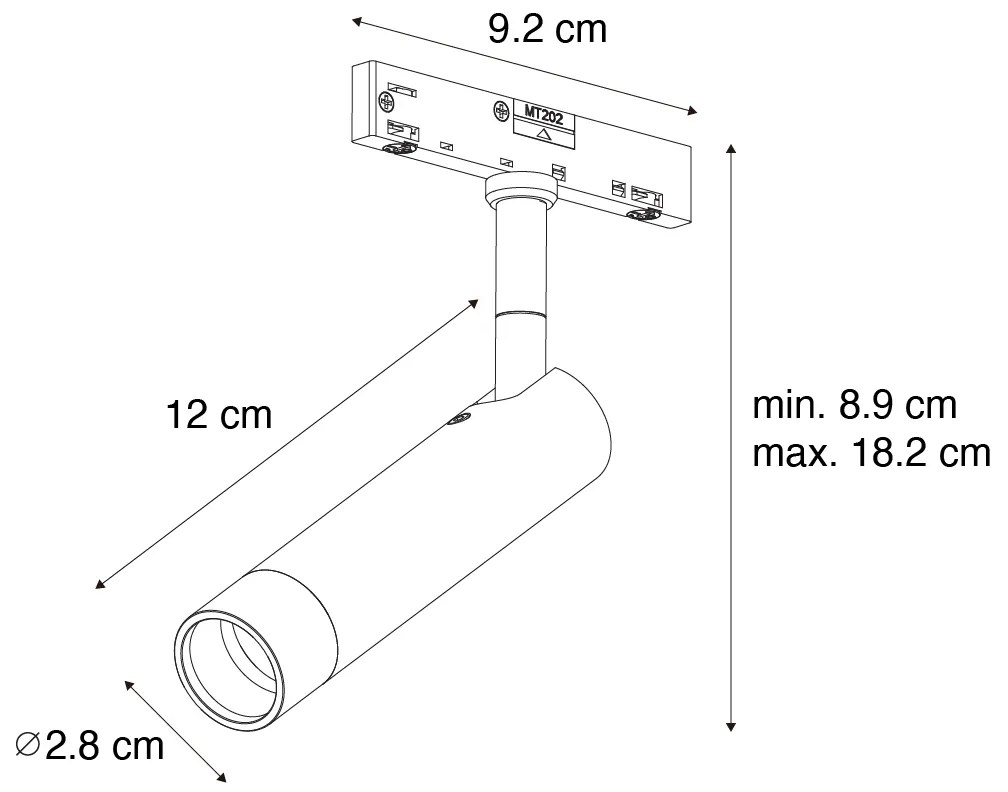 Foco Moderno Bege com Preto para Sistema de Trilho Monofásico - Slimline Uzzy