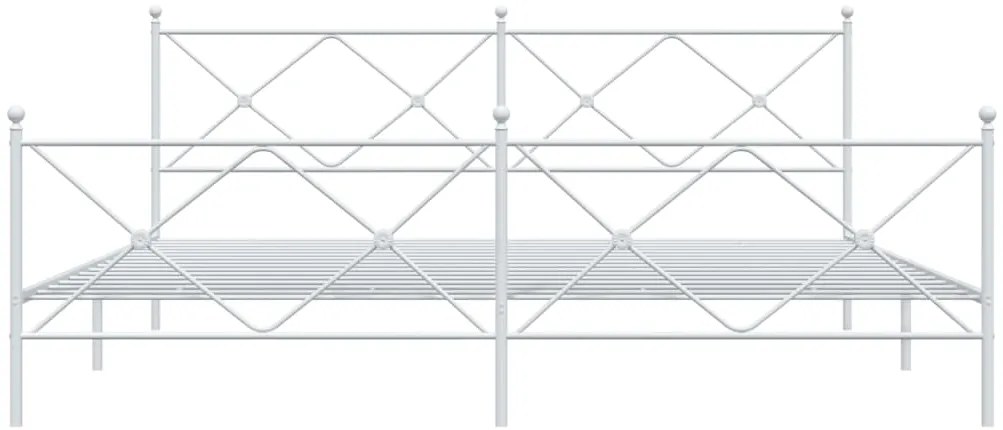 Estrutura de cama com cabeceira e pés 193x203 cm metal branco