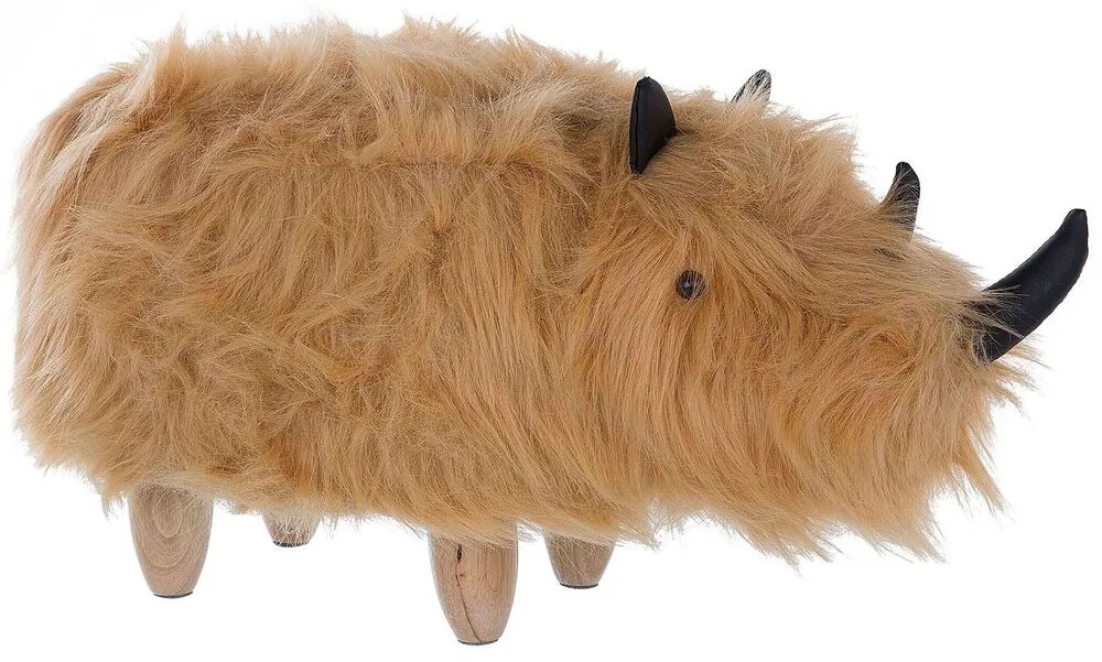 Tamborete em pele sintética cor de areia WOOLLY Beliani