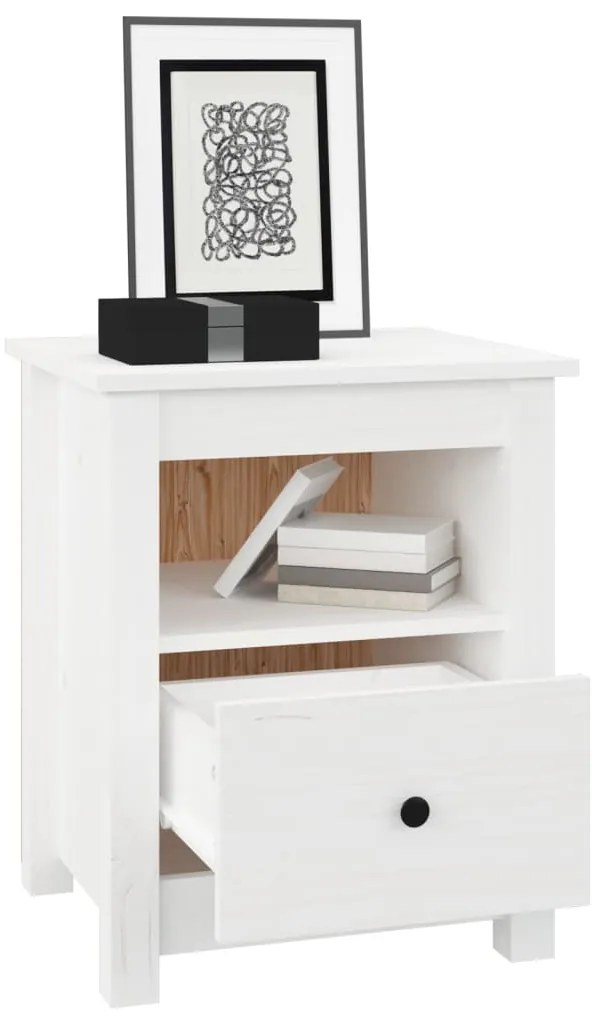 Mesas de cabeceira 2 pcs 40x35x49 cm pinho maciço branco