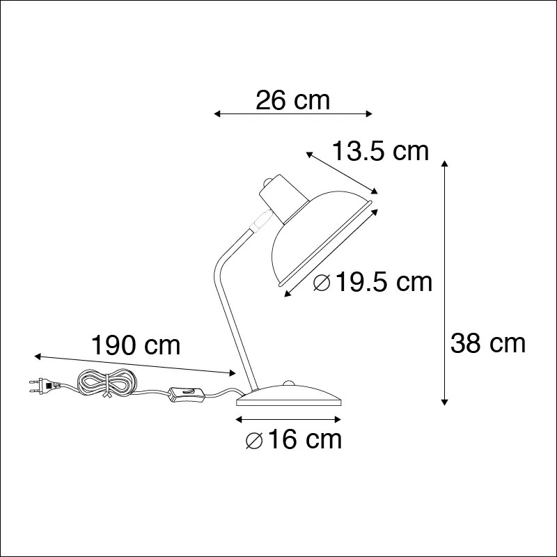 Candeeiro de mesa retro cinzento com bronze - Milou Moderno
