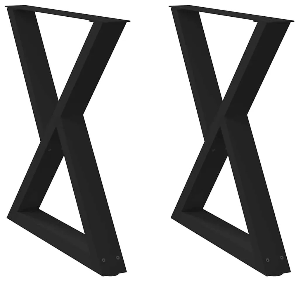 Pés para mesa de jantar 2 peças preto 80x(72-73,3) cm aço