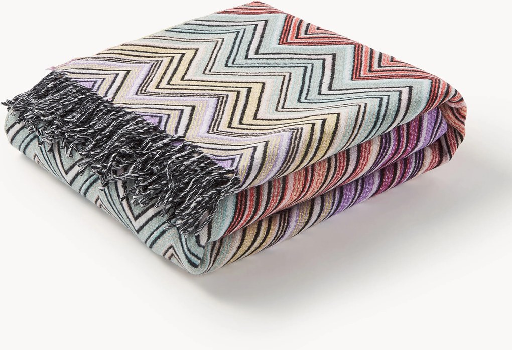 Manta com franjas em lã Perseo