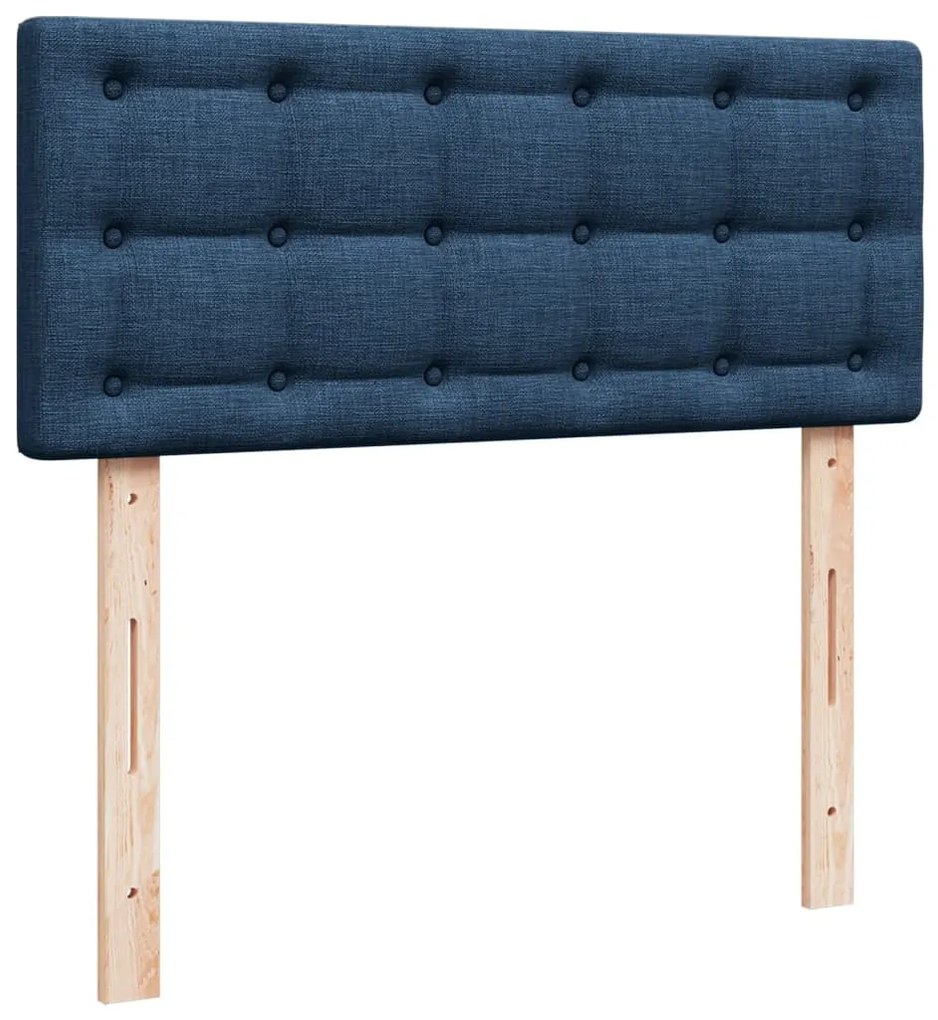 Cama boxspring com colchão 120x190 cm tecido azul