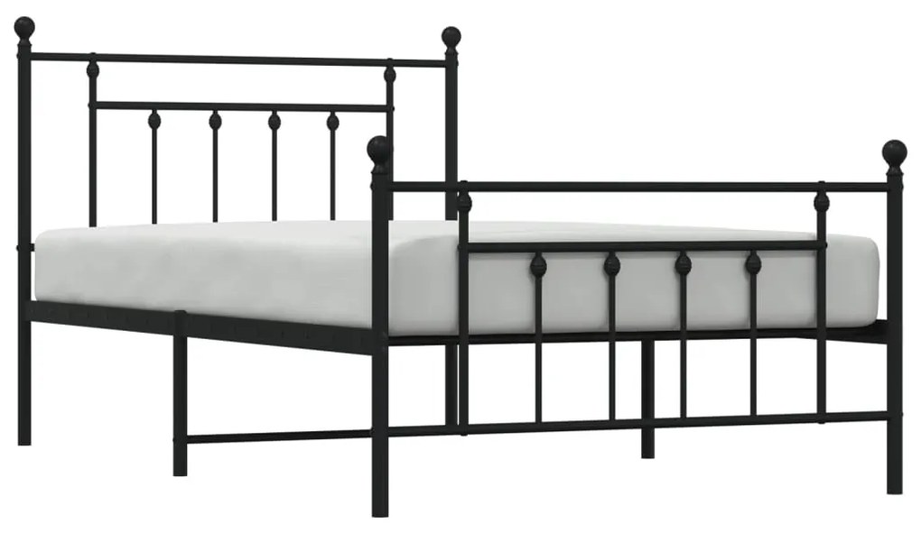Estrutura de cama com cabeceira e pés 107x203 cm metal preto