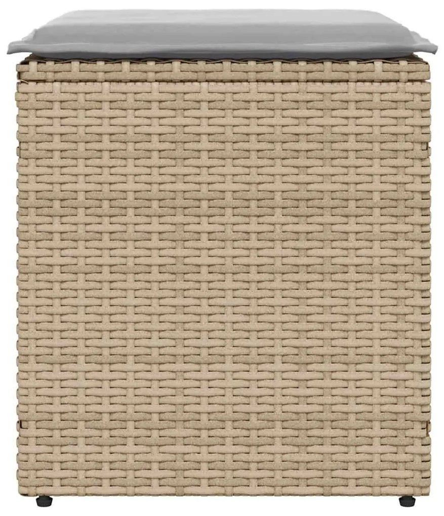 Bancos de jardim com almofadas 2 unid 40x40x43 cm vime PE bege