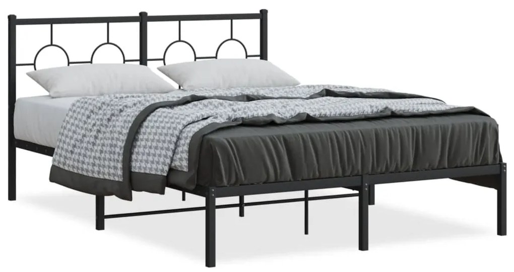 vidaXL Estrutura de cama com cabeceira 140x190 cm metal preto