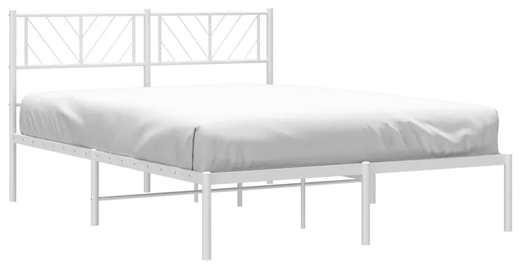 Estrutura de cama com cabeceira 150x200 cm metal branco