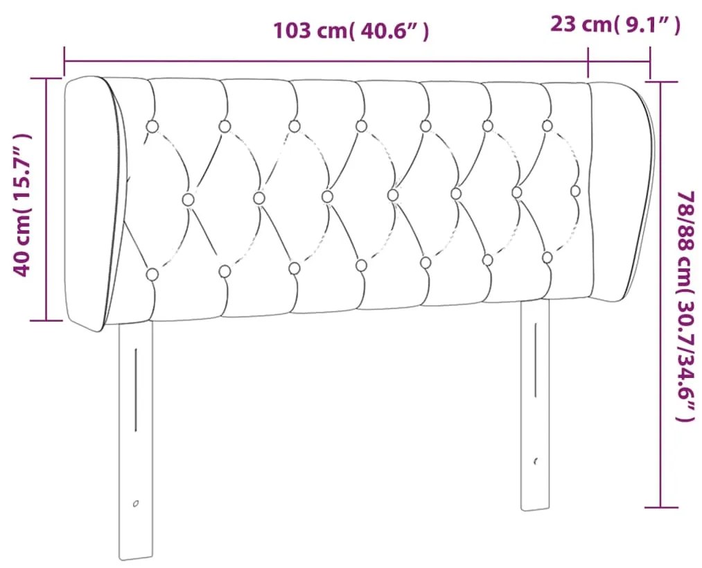 Cabeceira de cama c/ abas veludo 103x23x78/88 cm rosa