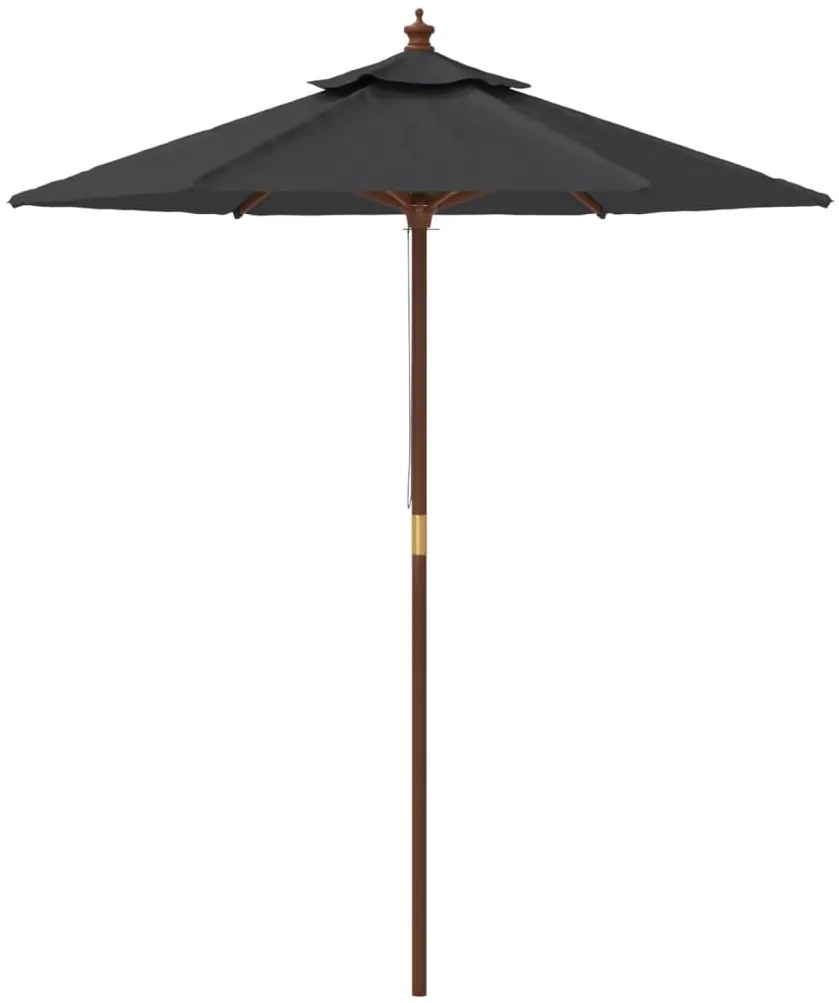 Guarda-sol de jardim com poste de madeira 196x231 cm preto