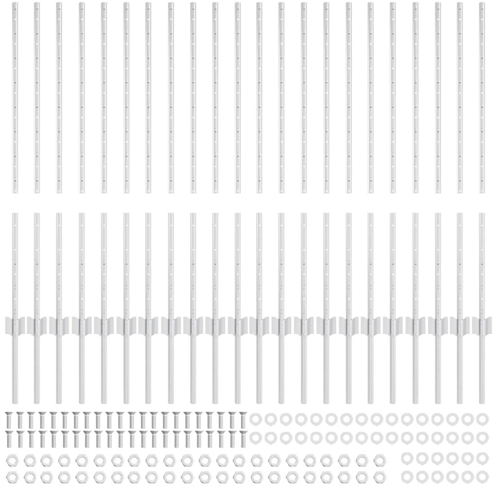 Postes de Cerca 44 pcs U-Channel Prateado 140 cm Aço