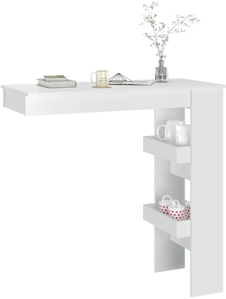 Mesa bar parede 102x45x103,5cm derivados madeira branco brilh.