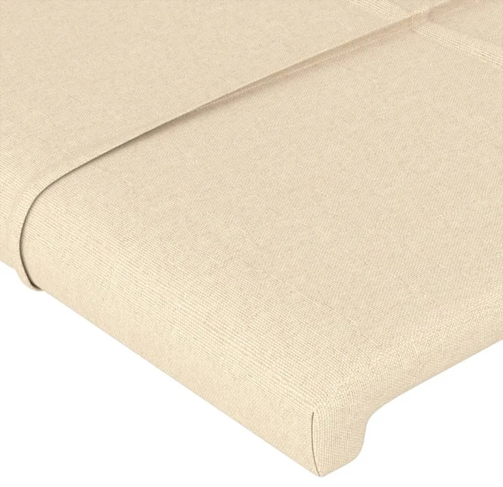 Cabeceira de cama c/ luzes LED tecido 144x5x78/88 cm cor creme