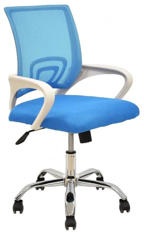 Cadeira de escritório FISS NEW (M), branco, rede e tecido azul