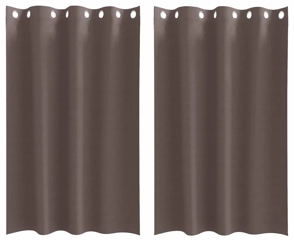 Cortinas 2 pcs Castanho escuro 175 x 140 cm Poliéster