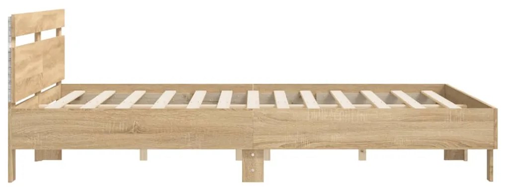 Estrutura cama c/ cabeceira/luzes LED 180x200cm carvalho sonoma