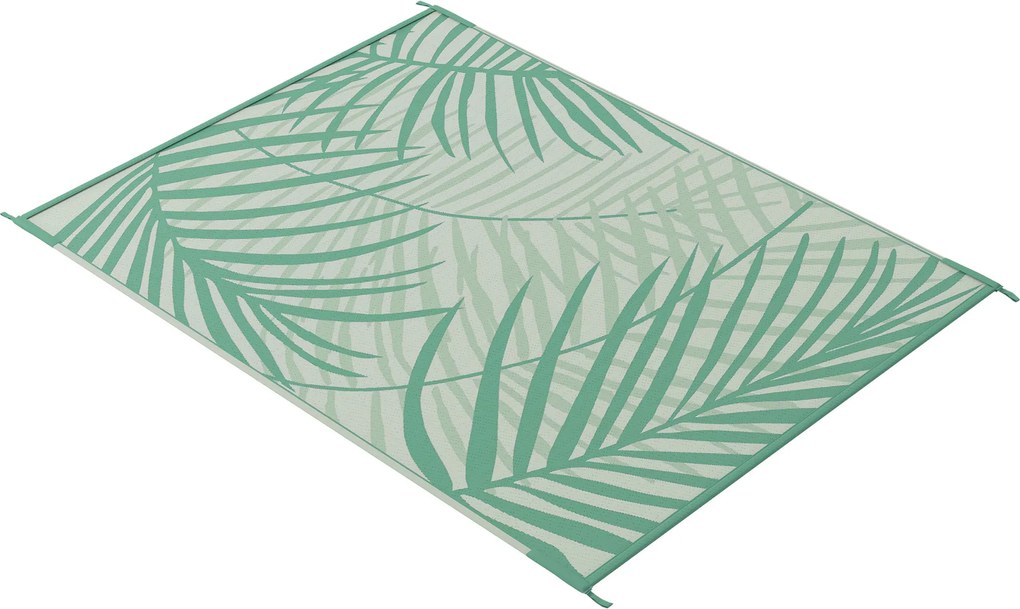 Tapete de jardim para exterior reversível, 365 x 274 cm, impermeável, com padrão de folhagem e saco de transporte, verde-creme