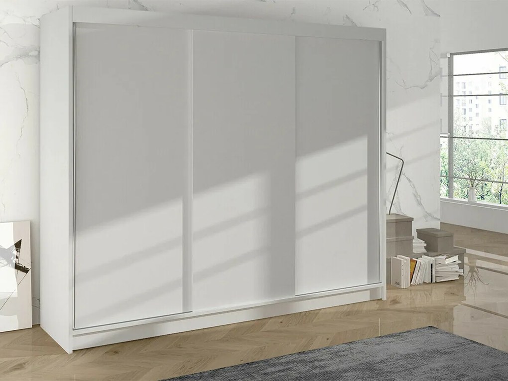 Roupeiro Closico Durion II, Branco, 215x200x58cm, 150 kg, Portas para roupeiro: Deslizante, Número de prateleiras: 9, Número de prateleiras: 9