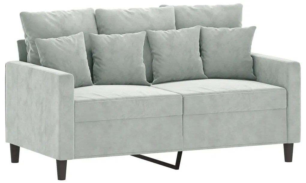 2 pcs conjunto de sofás com almofadões veludo cinzento-claro