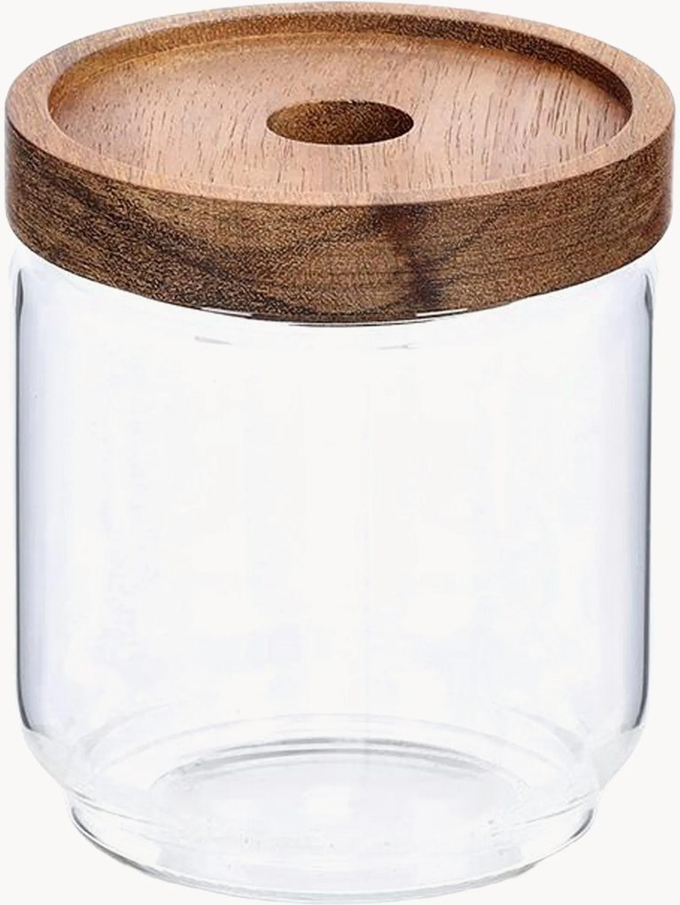 Frascos de conservação em vidro com tampa de acácia Annabelle, 435 ml, conjunto de 12