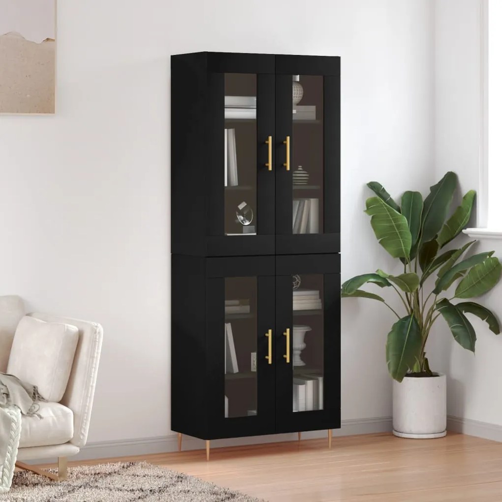 Armário alto 69,5x34x180 cm derivados de madeira preto