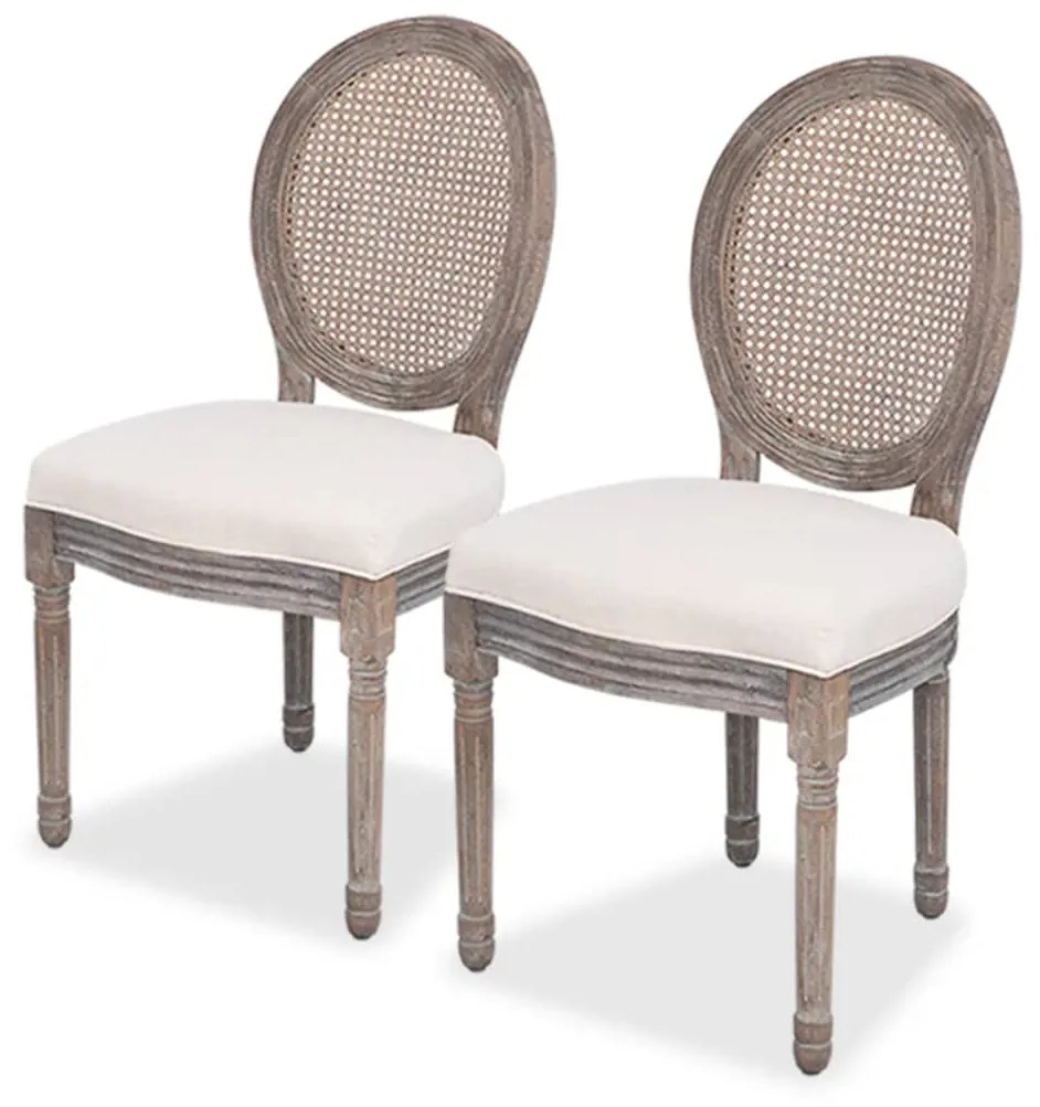 vidaXL Cadeiras de jantar 2 pcs tecido cor creme