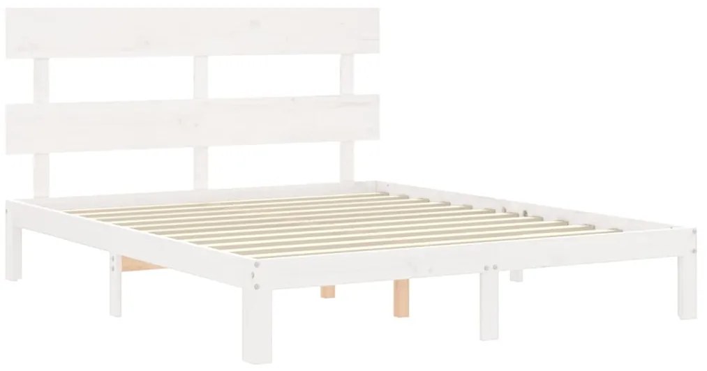 Cama sem colchão 160x200 cm madeira de pinho maciça branco