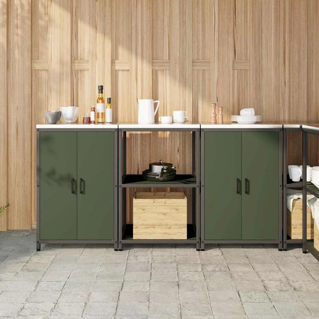 Conjunto de Armazenamento de Cozinha 3 pcs Verde Oliva
