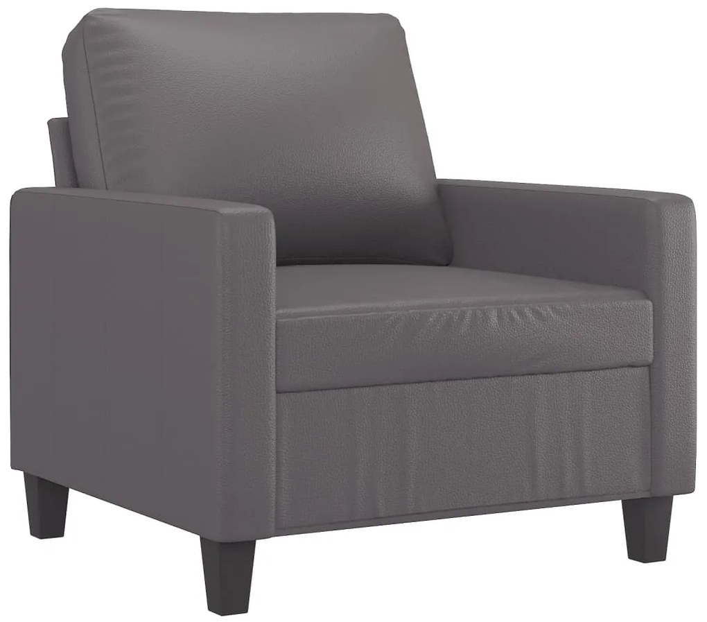 4 pcs conjunto de sofás c/ almofadões couro artificial cinzento
