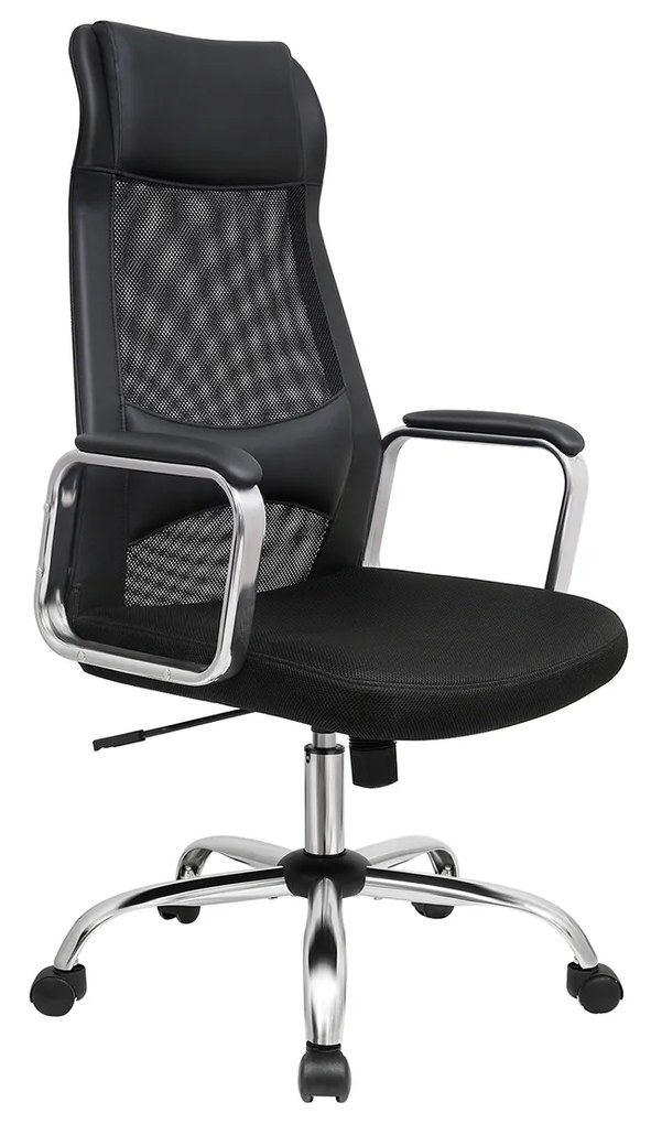 Cadeira de escritório SONGMICS Cadeira de mesa em malha Cadeira ergonômica para computador com encosto respirável com altura de apoio para cabeça e lombar ajustável até 140 kg preta OBN33BK