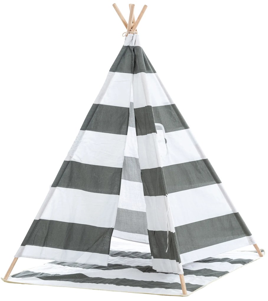 Tenda de brincar Esna às riscas 155 x 120 x 120 cm Cinzento