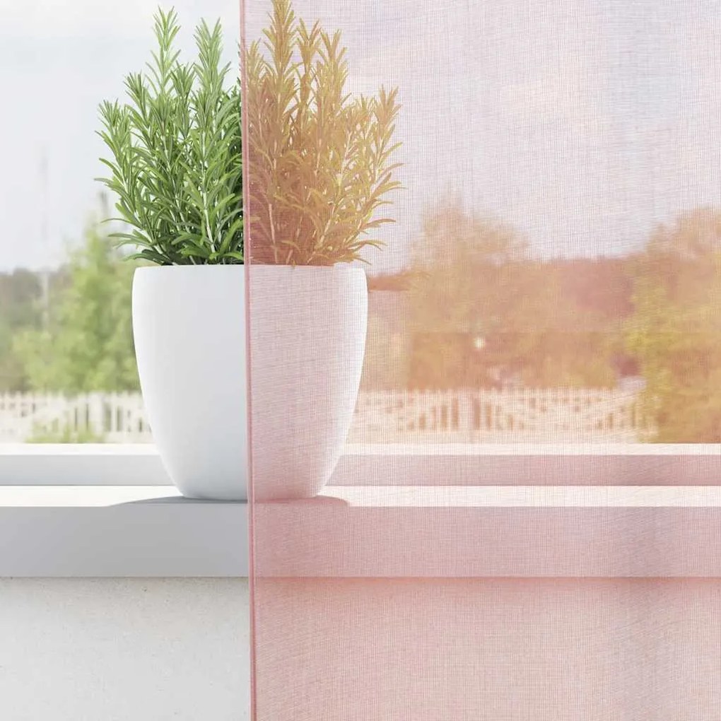 Cortinas de voile com ilhós 2 pcs rosa-claro 140x245 cm