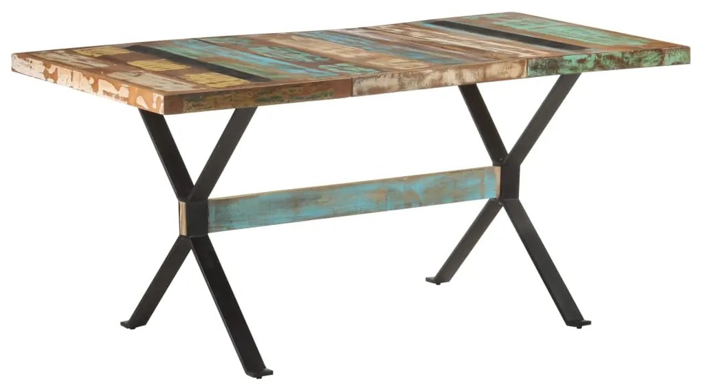 Mesa de jantar 160x80x76 cm madeira recuperada maciça