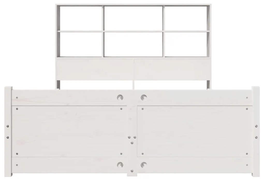 Cama com estante sem colchão 140x190 cm pinho maciço branco